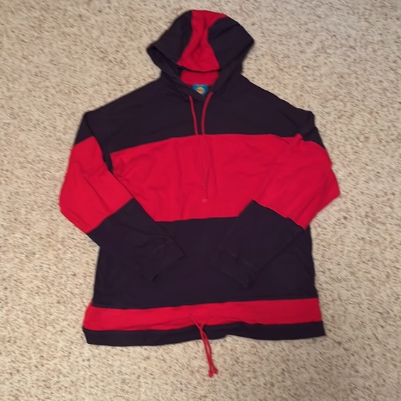 ✅ VINTAGE “On Your Mark” 90s Rugby Style Long Sleeve Hoodie Hooded Sweatshirt - Picture 2 of 5